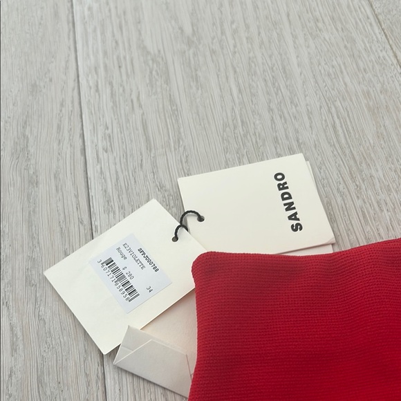 Sandro Red A-Line Mini Skirt with White Trim - Picture 4 of 4